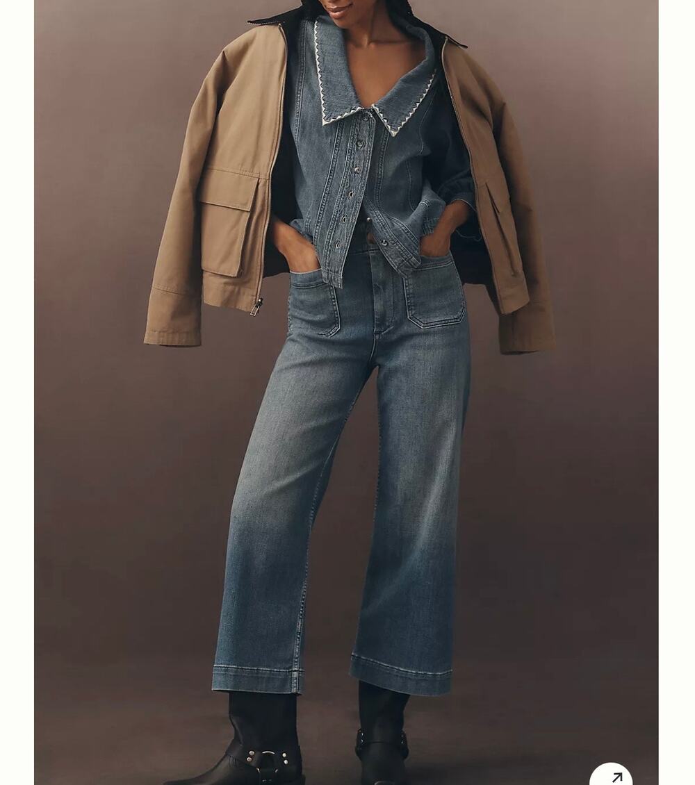 Anthropologie Maeve Colette High-Rise Wide-Leg Cropped Jeans